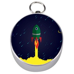 Rocket Halftone Astrology Astronaut Silver Compasses by Wegoenart