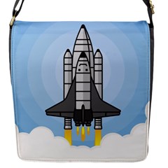 Rocket Shuttle Spaceship Science Flap Closure Messenger Bag (s) by Wegoenart