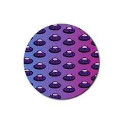 Ufo Alien Pattern Rubber Round Coaster (4 Pack)  by Wegoenart