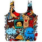 Abstract Grunge Urban Pattern With Monster Character Super Drawing Graffiti Style Full Print Recycle Bag (XL) Back