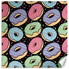 Colorful Donut Seamless Pattern On Black Vector Canvas 12  X 12  by Sobalvarro