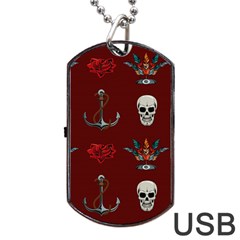 Tattoo Old School Background Pattern Dog Tag Usb Flash (one Side) by Wegoenart
