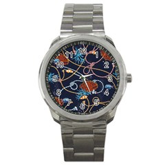 Vector Illustration Seamless Pattern With Corals Animal Trasure Marine Motif Sailor Mood Design Naut Sport Metal Watch by Wegoenart