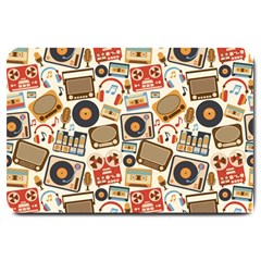 Music Retro Seamless Pattern Large Doormat  by Vaneshart