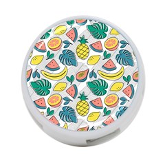 Seamless Pattern Tropical Fruit Banana Watermelon Papaya Lemon Orange Monstera 4-port Usb Hub (two Sides) by Vaneshart