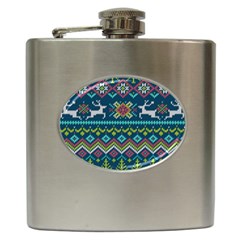 Background With Fabric Texture Winter Hip Flask (6 Oz) by Vaneshart