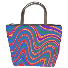 Gay Pride Rainbow Wavy Thin Layered Stripes Bucket Bag by VernenInk