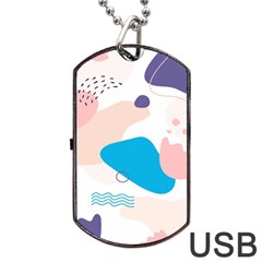 Hand Drawn Abstract Organic Shapes Background Dog Tag Usb Flash (two Sides) by Vaneshart