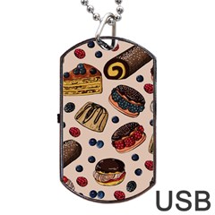 Seamless-pattern-with-sweet-cakes-berries Dog Tag Usb Flash (one Side) by Vaneshart