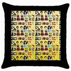Kawaiicollagepattern3 Throw Pillow Case (black) by snowwhitegirl