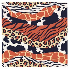 Mixed Animal Skin Print Safari Textures Mix Leopard Zebra Tiger Skins Patterns Luxury Animals Texture Wooden Puzzle Square by BangZart