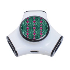 Flowers Love And Silver Metal Hearts Is Wonderful As Sunsets 3-port Usb Hub by pepitasart