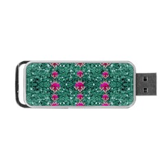 Flowers Love And Silver Metal Hearts Is Wonderful As Sunsets Portable Usb Flash (two Sides) by pepitasart