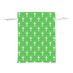 Green And White Art-deco Pattern Lightweight Drawstring Pouch (s) by Dushan