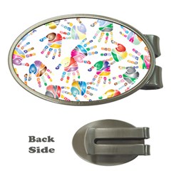 Colorful Palms, Hand Print Pattern, Rainbow Colors Palette Money Clips (oval)  by Casemiro
