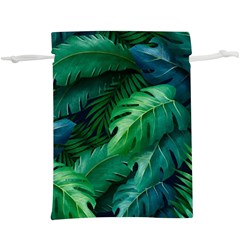 Tropical Green Leaves Background  Lightweight Drawstring Pouch (xl) by Amaryn4rt