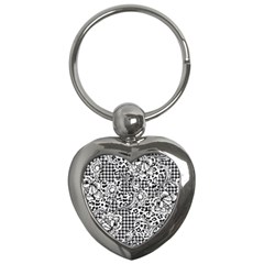 Vector-eclectic-fabric-seamless-pattern-animal-and-plaid-background-with-baroque-ornament Key Chain (heart) by Sobalvarro