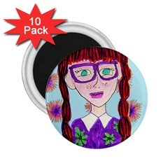 Purple Glasses Girl Wall 2 25  Magnets (10 Pack)  by snowwhitegirl