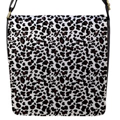 Leopard Spots, White, Brown Black, Animal Fur Print Flap Closure Messenger Bag (s) by Casemiro