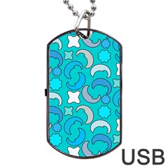 Cloudy Blue Moon Dog Tag Usb Flash (one Side) by tmsartbazaar