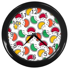 Geometric Fruity Wall Clock (black) by tmsartbazaar
