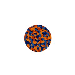 Blue And Orange Camouflage Pattern 1  Mini Magnets by SpinnyChairDesigns