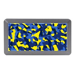 Blue And Yellow Camouflage Pattern Memory Card Reader (mini) by SpinnyChairDesigns