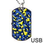 Blue and Yellow Camouflage Pattern Dog Tag USB Flash (Two Sides) Back