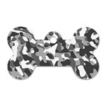 Grey and White Camouflage Pattern Dog Tag Bone (One Side) Front