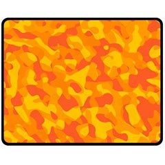 Orange And Yellow Camouflage Pattern Fleece Blanket (medium)  by SpinnyChairDesigns
