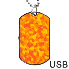 Orange And Yellow Camouflage Pattern Dog Tag Usb Flash (two Sides) by SpinnyChairDesigns