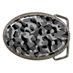 Grey And Black Camouflage Pattern Belt Buckles by SpinnyChairDesigns