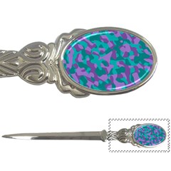 Purple And Teal Camouflage Pattern Letter Opener by SpinnyChairDesigns