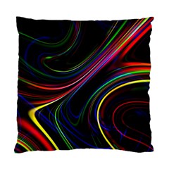 Neon Glow Lines On Black Standard Cushion Case (two Sides) by SpinnyChairDesigns
