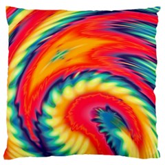 Colorful Dark Tie Dye Pattern Large Cushion Case (two Sides) by SpinnyChairDesigns