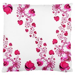 Abstract Pink Roses On White Large Cushion Case (two Sides) by SpinnyChairDesigns