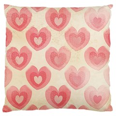 Pink Faded Hearts Large Cushion Case (two Sides) by SpinnyChairDesigns