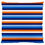 Ocean Blue Stripes Large Flano Cushion Case (One Side) Front