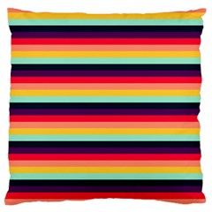 Contrast Rainbow Stripes Large Flano Cushion Case (two Sides) by tmsartbazaar