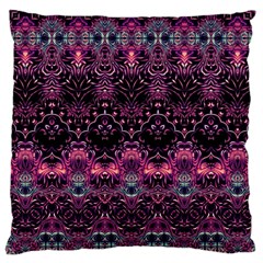 Boho Magenta Black Pattern Large Cushion Case (two Sides) by SpinnyChairDesigns