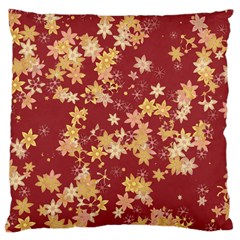 Gold And Tuscan Red Floral Print Large Cushion Case (two Sides) by SpinnyChairDesigns