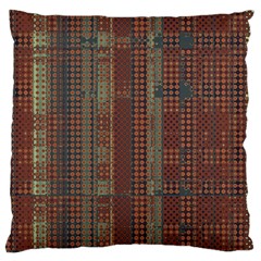 Rust Brown Grunge Plaid Large Cushion Case (two Sides) by SpinnyChairDesigns