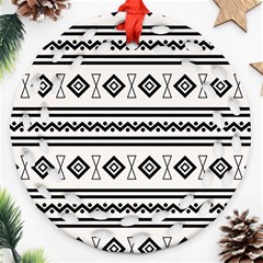 Black And White Aztec Round Filigree Ornament (two Sides) by tmsartbazaar