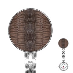 Brown Alligator Leather Skin Stainless Steel Nurses Watch by LoolyElzayat
