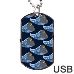 Queen Fish Doodle Art Dog Tag Usb Flash (one Side) by tmsartbazaar