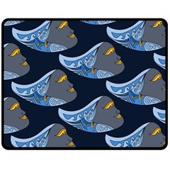 Queen Fish Doodle Art Double Sided Fleece Blanket (medium)  by tmsartbazaar