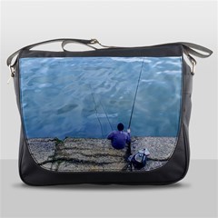 Senior Man Fishing At River, Montevideo, Uruguay001 Messenger Bag by dflcprintsclothing