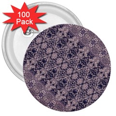 Violet Textured Mosaic Ornate Print 3  Buttons (100 Pack)  by dflcprintsclothing