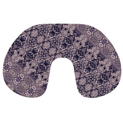 Violet Textured Mosaic Ornate Print Travel Neck Pillow by dflcprintsclothing