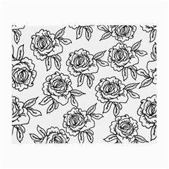Line Art Black And White Rose Small Glasses Cloth by MintanArt